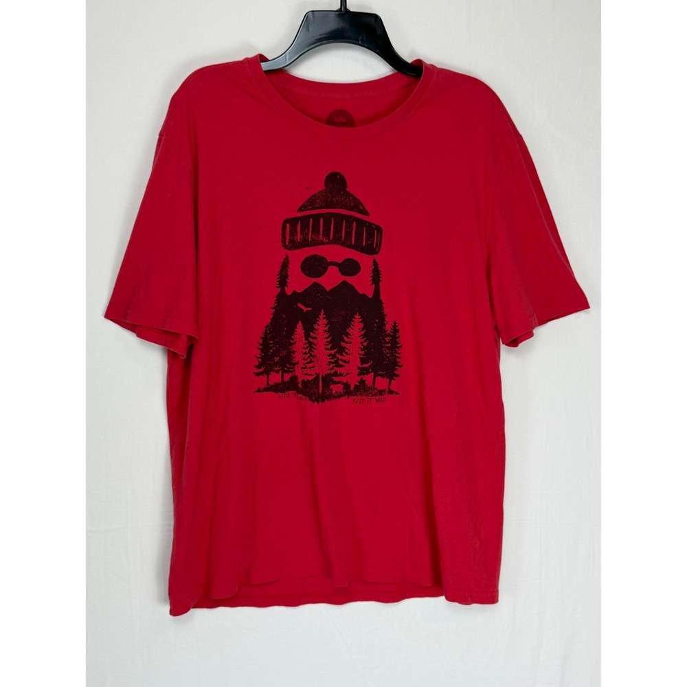 Life is Good Mens 100% Cotton Shirt Large Red Keep It Wild Graphic Tee